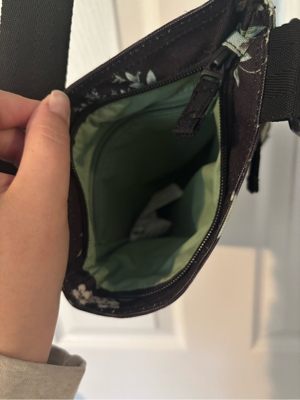 Dakine Black Floral Crossbody with Pale Green Accents - Picture 3 of 3
